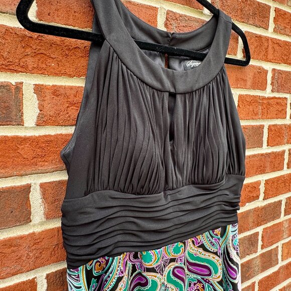 Signature by Sangria Dress Size 16 Black Multi Asymmetrical Handkerchief Hem - Picture 2 of 11